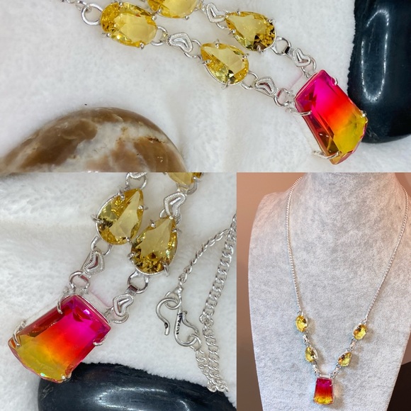 Citrine Tourmaline Handmade BIB Statement Necklace - Picture 6 of 6